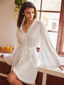 Bohemian Style Fashionable Versatile Loose White Tassel Robe For Women - White - View 4