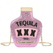 Joivida Laser Sequin Wine Bottle Shaped Shoulder Bag For Women Creative Reflective Personalized Embroidered Letter Crossbody Bag For Daily Commute Shopping Dating Party Photo Taking Fashion Handbag - multicolor - View 11