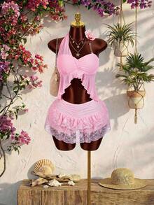 Amplova 2026新款女士露背3D立体花卉度假风吊带衫 - 粉色 - 查看 4