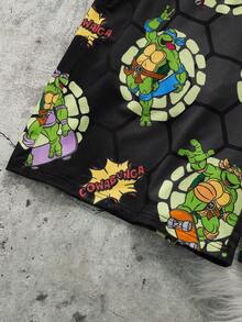 TEENAGE MUTANT NINJA TURTLES | SHEIN Men's Short Sleeve Top And Shorts Pajama Set, Teen MUTANT TURTLES - Black - View 7