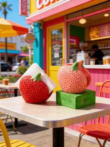 Joivida Strawberry-Shaped Ceramic Desktop Tissue Holder Household Hotel Restaurant Cafe Tissue Stand Stylish Tissue Storage Rack - Multicolor - View 4