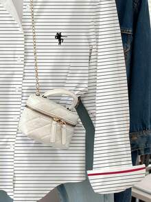 Resyla 女士落肩长袖条纹纽扣休闲衬衫 - 彩色 - 查看 4