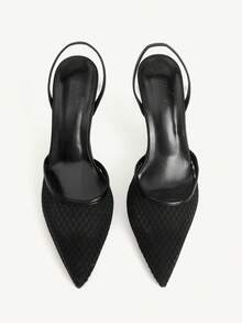 CUCCOO CHICEST Pointed Toe Breathable Mesh Hollow-Out Fashionable Elegant Sexy Stiletto High Heels For Party - Black - View 2