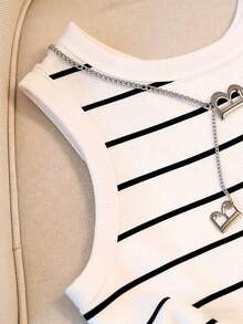 Resyla Camiseta ajustada con estampado de rayas para mujer - Multicolor - Ver 4