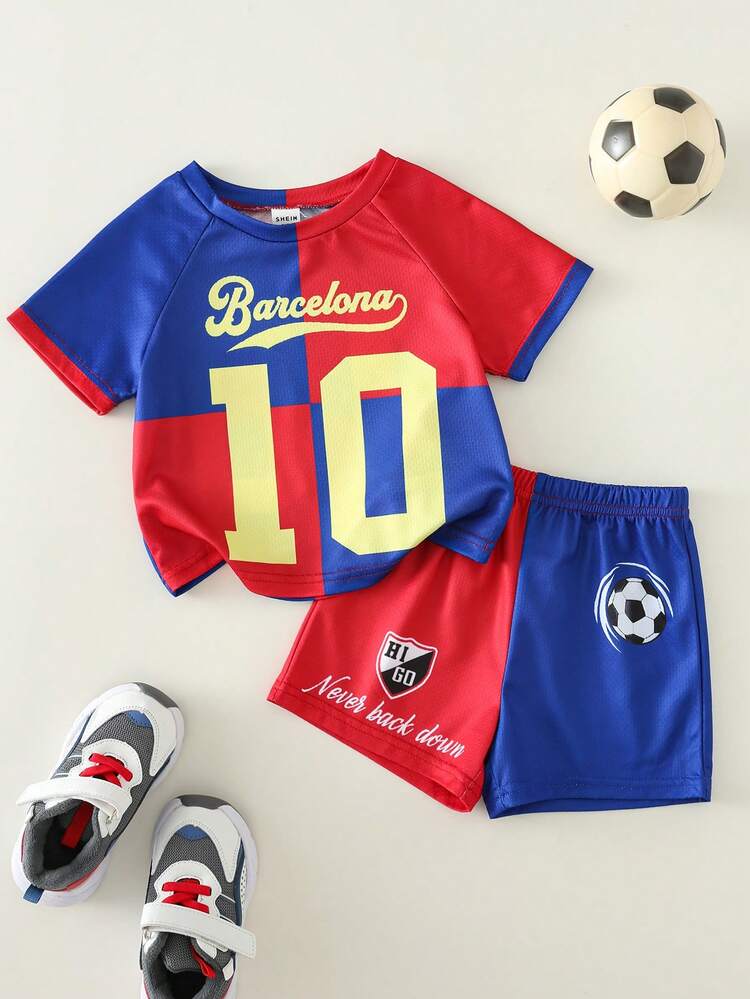 Ensemble Bébé Garçon Été 6 Mois-4 Ans - Tee Shirt Manches Courtes Et Short Sport Patchwork Couleurs