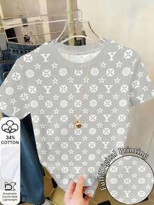 Resyla Women's Letter Print Round Neck Short Sleeve Casual T-Shirt - Multicolor - View 1