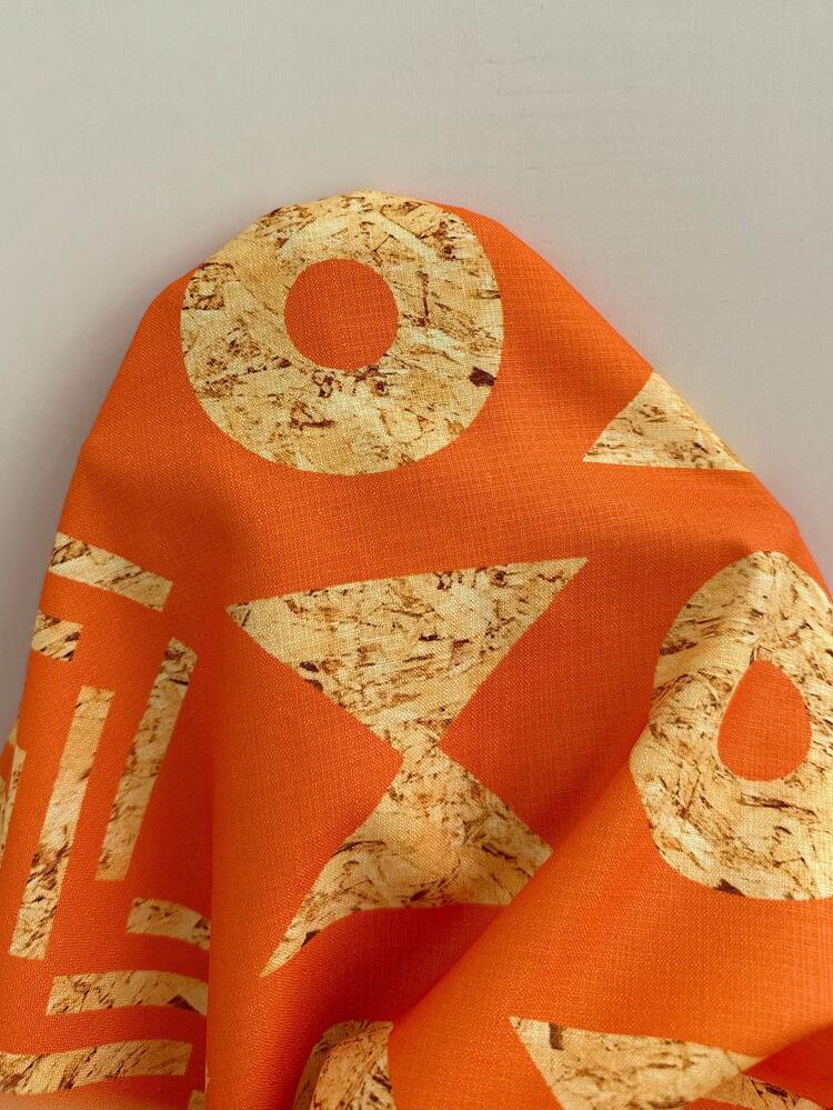 Plus Size Women Summer Orange Abstract Pattern Cap Sleeve Vibrant Geometric Print Top And Palazzo Pants Set Two Piece Outfit Summer Outfit For Plus Size Women Festival Outfits For Plus Size Women Beach Outfits For Plus Size Women Vacation Outfits Plus Size  Women Country Concert Outfit  Boho Outfit