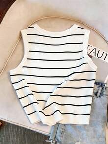 Resyla Camiseta ajustada con estampado de rayas para mujer - Multicolor - Ver 2