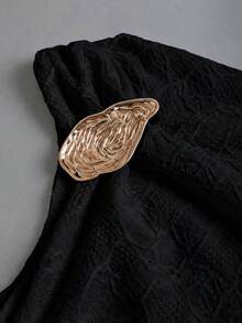 Vestido de vacaciones con hombro asimétrico, textura de tela y pliegues, con estilo Y2K sexy - Negro - Ver 2