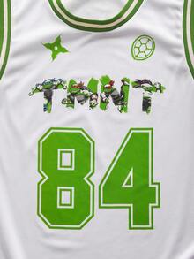 TEENAGE MUTANT NINJA TURTLES | SHEIN Áo tank top nam không tay kiểu dáng thường ngày, in số, thích hợp cho mùa hè. - trắng - Xem 3