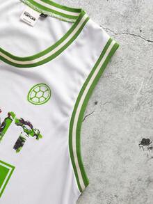 TEENAGE MUTANT NINJA TURTLES | SHEIN Áo tank top nam không tay kiểu dáng thường ngày, in số, thích hợp cho mùa hè. - trắng - Xem 4