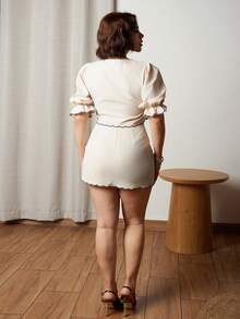 Lupita Cardoza 女式休闲花卉印花泡泡袖衬衫和迷你裙套装，夏季 - 彩色 - 查看 2