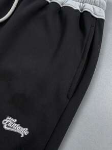 GALLERY FADE Men's Letter Print Drawstring Waist Loose Casual Sweatpants - Black - View 5