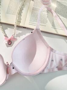 PetitDoll 1 chiếc quần lót nữ in hình trái tim, kiểu dáng thường ngày, có nơ trang trí. - Hồng - Xem 9