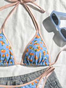 Swim Mod Women's Vacation Beach Fruit Print Swimsuit Set - Multicolor - View 4