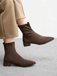 CUCCOO BIZCHIC Women's Fashion Versatile Commuting Minimalist Pointed Toe Ankle Boots - Brown - View 4