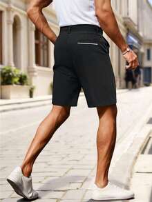 Manfinity Homme Hombres Shorts bermuda con bolsillo oblicuo - Negro - View 2