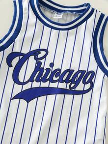 SHEIN Unisex Newborn Baby Boy/Girl Casual Cute Sports Style Sleeveless Jumpsuit, Knit Outfit Set, Spring/Summer Baby Clothes Toddler Baseball Outfit Baseball Outfit Baby Boy Baby Baseball Romper Baseball Baby Baby Baseball Outfit Boy Baby Clothes - Royal Blue - View 5