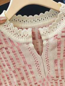 GlowEve Elegant Sleeveless Hollow-Out Women Knitted Vest - Pink - View 3