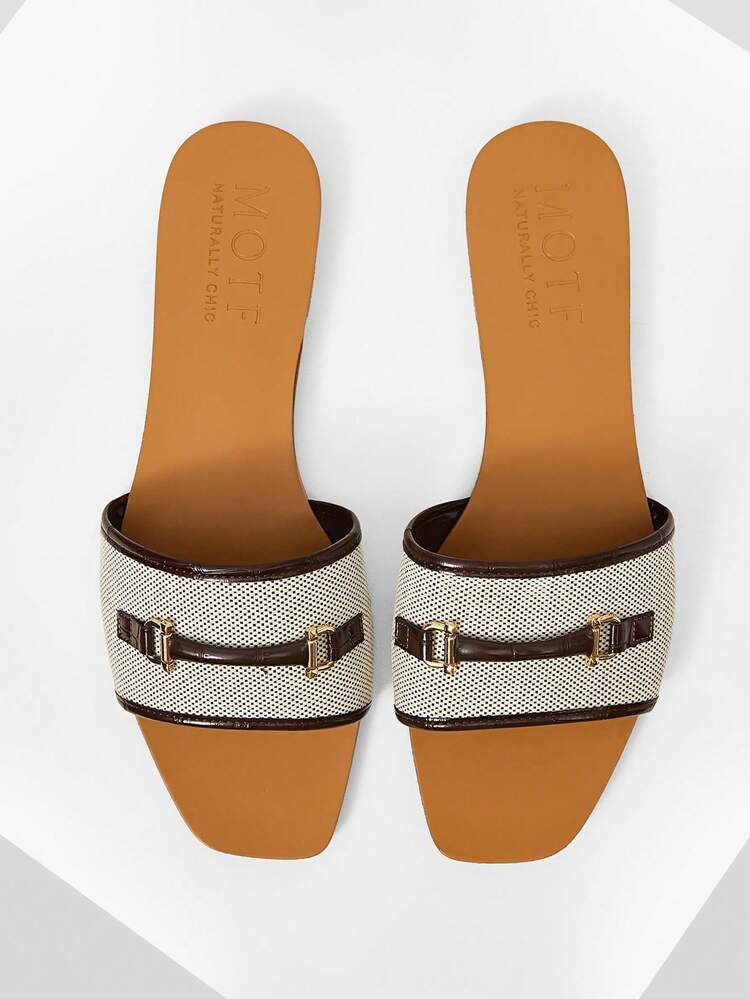 WOMEN BUCKLE COLORBLOCK FLAT SANDALS SPRING SHOES