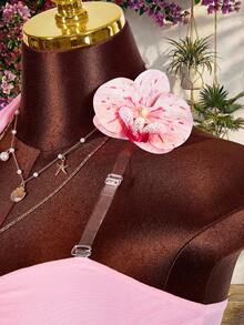 Amplova 2026新款女士露背3D立体花卉度假风吊带衫 - 粉色 - 查看 2