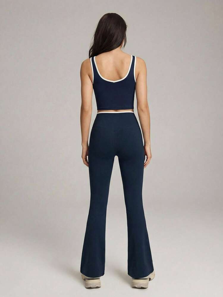 Nude Feeling Tight Yoga Pants, High Waist Flared Leg Fitness Leggings For Women