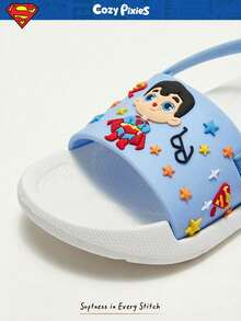 SUPERMAN X Cozy Pixies 1双时尚休闲夏季可爱卡通DC超级英雄印花沙滩拖鞋平底凉鞋 - 藍色 - 查看 6