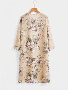 EMERY ROSE Chaqueta larga regular de mujer con estampado de flores para uso casual en otoño/invierno - Albaricoque - Ver 3