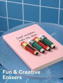 Joivida 1Pc/3Pcs 2B Pencil-Shaped Creative Cartoon Erasers, Stationery Supplies For Students - multicolor - View 1