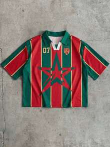 AXEPEAK 男士休闲运动时尚街头星条印花短袖Polo衫，夏季 - 彩色 - 查看 6