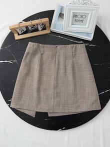 Franclia Chân váy nữ dáng chữ A 2 trong 1 thanh lịch, trang trí cúc kim loại, thích hợp cho việc đi lại trong thành phố, mùa xuân/hè. - Màu nâu  Mocha - Xem 2