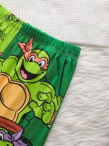 TEENAGE MUTANT NINJA TURTLES | SHEIN 男士圆领短袖T恤和裤子睡衣套装，忍者神龟图案 - 白色 - 查看 4