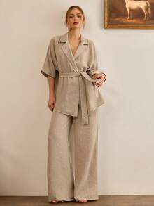 CasuGlow Trang phục nữ, Xuân Hè, Bộ đồ, Quần Palazzo ống rộng phong cách Boho Chic, Quần ống rộng cạp cao in họa tiết, Quần ống rộng phối ren đen thanh lịch, Quần ống rộng kiểu Địa Trung Hải, Quần xếp ly in họa tiết đá cẩm thạch, Trang phục nghỉ dưỡng cao cấp cho nữ, Bộ đồ sọc vải lanh pha mùa hè, Áo tank top và quần, Bộ kimono thắt lưng màu cam rực rỡ, Trang phục dự tiệc cưới trên bãi biển, Kỳ nghỉ phong cách Bohemian, Thường ngày - màu nâu - Xem 5