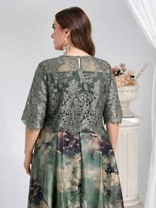 Reflora Đầm ren họa tiết hoa thanh lịch cỡ lớn, thích hợp cho mùa hè. - màu xanh lá - Xem 13