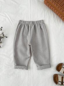 男女童休闲宽松卡其色裤子，春夏款，婴幼儿下装，校服裤 - 卡其色 - 查看 2