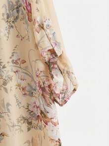 EMERY ROSE Chaqueta larga regular de mujer con estampado de flores para uso casual en otoño/invierno - Albaricoque - Ver 5