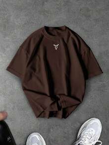 Sport MetroGents 3pcs/Set Men's Bull Print Round Neck Loose Fit Sports T-Shirts - Black - View 3
