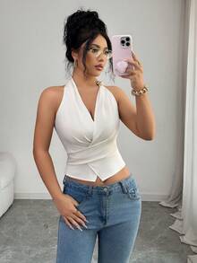 Elenzga Elegant And Fashionable Summer Tank Top For Ladies - Apricot - View 3