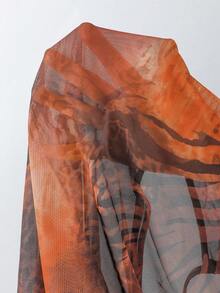 Slaydiva 新款女士泳衣罩衫连体裤，性感印花网纱面料，适合海滩度假，春夏皆宜 - 彩色 - 查看 5