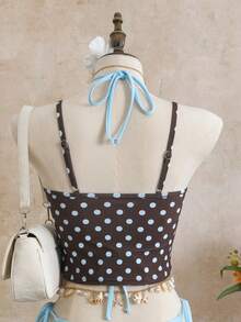 Bellisia Bộ bikini 3 mảnh gợi cảm, dây mảnh, buộc dây bên hông, hở lưng, kiểu dáng thường ngày, họa tiết chấm bi, dành cho nữ, năm 2026. - Nhiều màu - Xem 7