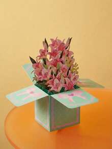 Joivida 1 Pc Greeting Cards 2 Styles Wine/Flower Theme 3D Pop-Up Cards Stylish Creative Confession Cards For Couples Romantic Ritual Greeting Cards - Multicolor - View 4