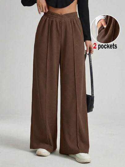 Auralis Plus Size Women's Women Clothes Business Casual Women New Fashion Casual Commuting Texture Fabric Solid Black Wide-Leg Pants, Trousers, Pocket Pocket Dress Pants. Casual Pants,Cargo Women Pants,Baggy Women Pants,Women Dress Pants, Pants Spring