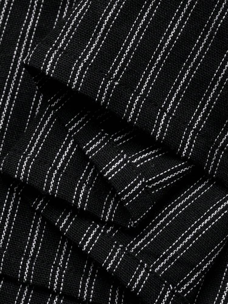 2pcs/Set Striped V-Neck Loose Lantern Sleeve Pullover Top And Relaxed Long Pants, Plus Size Women Spring/Autumn Outfit