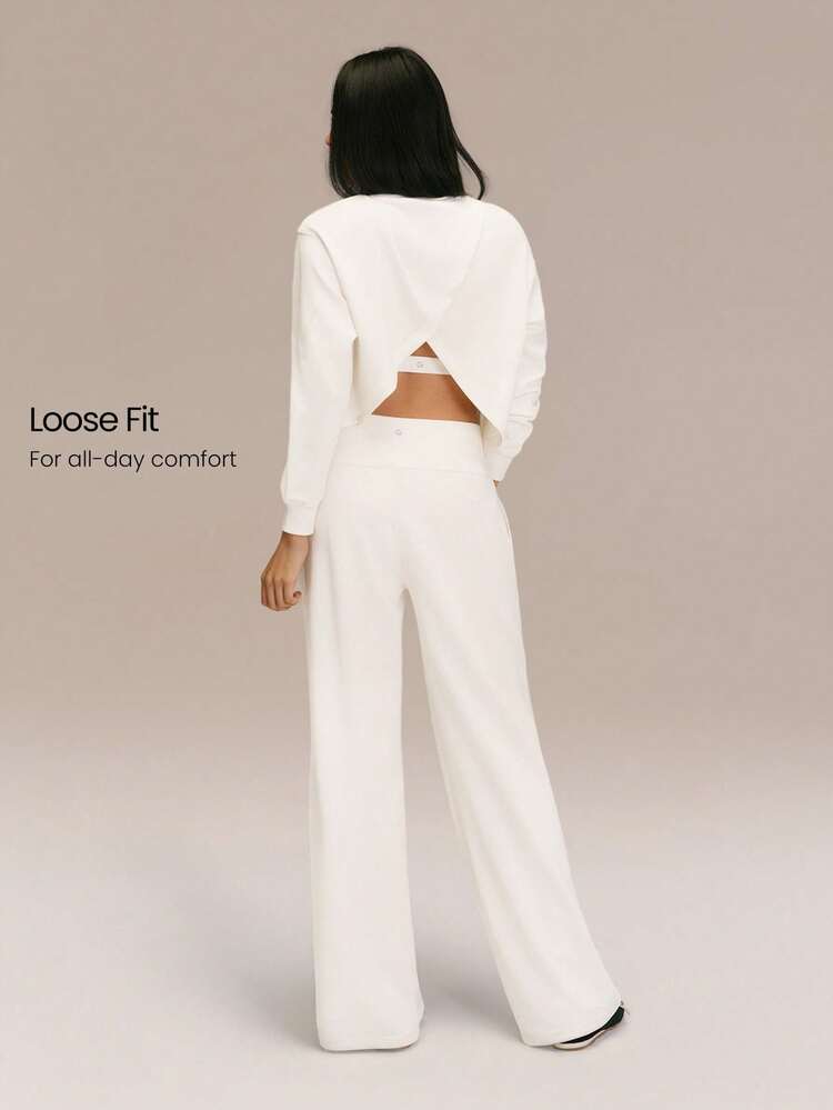 SoftCalm Modal Easy Glow Soft Silky-Smooth Breathable Crossover Back Pullover Sweatshirt Daily Casual Wear