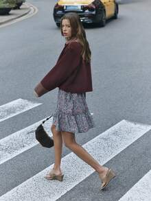 Nöista Women's Floral Print Ruffle Hem Spaghetti Strap Vacation Dress - Blue - View 5