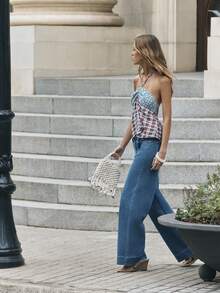 Nöista Halter-Neck Top With A Mixed Print Design With A Ruched Bust And Flowy Silhouette. Summer Days, Relaxed Outings, Spring, Summer, Easter, Bohi, Festival. - Multicolor - View 6