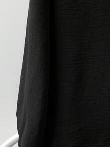 Linhara Blusa casual ed elegante con scollo tondo, in stile campagnolo, con patchwork in tessuto, per taglie comode - nero - Visualizzare 4