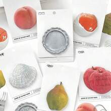 Joivida 1 cái/6 cái Giấy ghi chú dính hình trái cây dễ thương, giống thật, có thể tháo rời, chủ đề quả lê và táo để ghi nhớ và viết nhật ký. - Nhiều màu - Xem 15