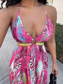 Alexandranx BamGleam New Spring/Summer Women All-Match Casual Leopard Print Dress Suitable For Music Festivals, Easter, Nashville, Boho, Birthdays, Graduation, Daily Wear, Vacation, Cruise Travel, Beach, Sunbathing - Multicolor - View 3