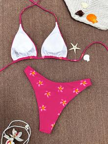SHEIN Swim Vcay 2件套新款碎花吊带性感比基尼泳衣（女款） - 彩色 - 查看 2